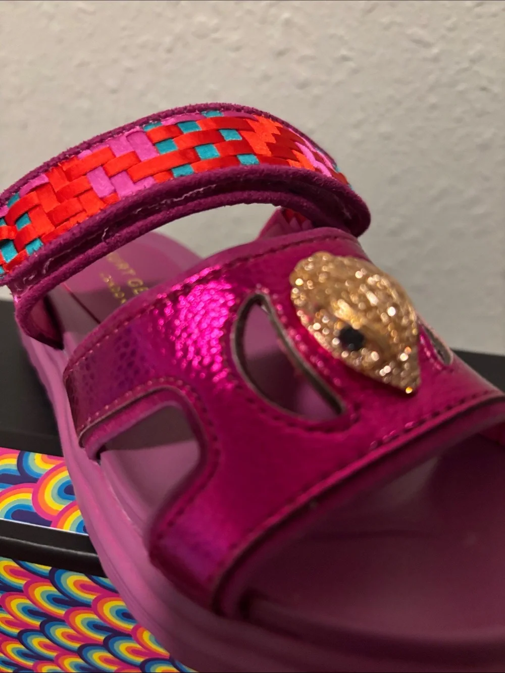 Kurt Geiger Kids' Metallic Fuchsia Slide Sandals